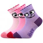 Ponožky dojčenské VoXX Kukik Holka 3 páry - ružové-fialové