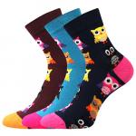 Ponožky letní unisex Lonka Dedot Mix Sovičky 3 páry (tmavě vínové, modré, navy)