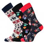Ponožky unisex Boma Vianočné 3 páry (čierne, biele, tmavo šedé)
