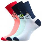 Ponožky letní dámské Boma Xantipa 67 Kočky 3 páry (červené, modré, zelené)