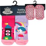 Ponožky dojčenskej Boma Dora ABS Hrad a princezná - červené-fialové