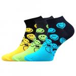Ponožky letní unisex Boma Piki 42 Smajlík 3 páry (modré,zelené,žluté)