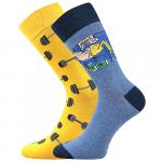 Ponožky trendy unisex Lonka Doble Sólo Činky - modré-žluté