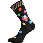 Ponožky trendy unisex Lonka Doble Sólo Sovy - čierne-farebné