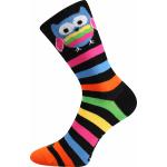 Ponožky trendy unisex Lonka Doble Sólo Sovičky - černé-barevné