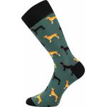 Ponožky trendy unisex Lonka Woodoo Psíci - zelené-čierne