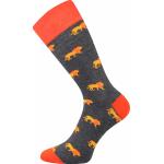 Ponožky trendy unisex Lonka Woodoo Lvi - šedé-oranžové