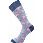 Ponožky trendy unisex Lonka Woodoo Prasiatka - modré-ružové