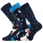 Ponožky unisex klasické Boma Vánoční 3 páry - navy-modré