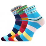 Ponožky letní dámské Boma Jana 32 Pruhy 3 páry (tmavě modré, červené, modré)