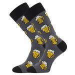 Ponožky vtipné pánské Voxx PiVoXX s plechovkou Pivo A - šedé-žluté