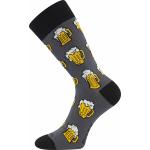 Ponožky vtipné pánske Voxx PiVoXX s plechovkou Pivo A - sivé-žlté