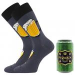Ponožky vtipné pánske Voxx PiVoXX s plechovkou Pivo B - sivé-žlté