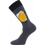 Ponožky vtipné pánske Voxx PiVoXX s plechovkou Pivo B - sivé-žlté