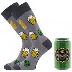 Ponožky vtipné pánske Voxx PiVoXX s plechovkou Pivo D - sivé-žlté