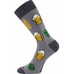 Ponožky vtipné pánské Voxx PiVoXX s plechovkou Pivo D - šedé-žluté