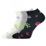 Ponožky krátke dámske Boma Piki 69 Labky Farebné 3 páry (čierne, biele, šedé)