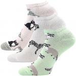 Ponožky krátke dámske Boma Piki 71 Labky Zvieratká 3 páry (ružové, biele, zelené)