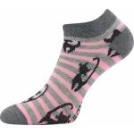 Ponožky krátké dámské Boma Piki 73 Kočky 3 páry (šedé, bílé, růžové)