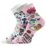 Ponožky dětské trendy Lonka Dedotik 3 páry (bílé, šedé, růžové)