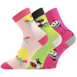 Ponožky dětské Lonka Woodik ABS 3 páry (zelené, růžové, tmavě růžové)