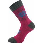 Ponožky vlnené unisex Voxx Alta - červené-sivé