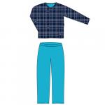 Pyžamo pánske Lonka Lopping dlhý rukáv Kocky - tmavo modré