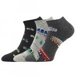 Ponožky pánské Boma Piki 81 Auta 3 páry (černé, tmavě šedé, šedé)