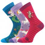 Ponožky dětské slabé Boma 057-21-43 15/XV 3 páry (modré, fialové, červené)