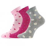 Ponožky dětské slabé Lonka Ema 3 páry (růžové, tmavě růžové, šedé)