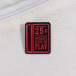 Odznak (pins) Insert coin to play 3 x 2,3 cm - čierny-červený