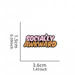 Odznak (pins) nápis Socially awkward 1,5 x 3,6 - růžový-oranžový