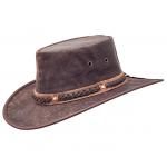 Klobúk austrálsky kožený Barmah Hats Squashy Crackle Kangaroo - hnedý