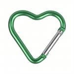 Karabina pro připevnění Alu Srdce 4,1 x 4,4 cm - zelená