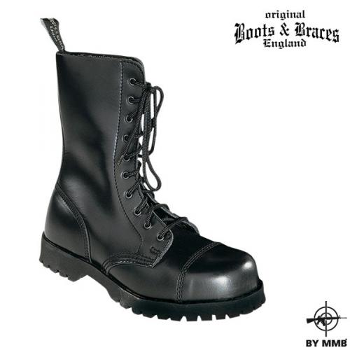 Těžké kožené boty Boots and Braces 10 - černé