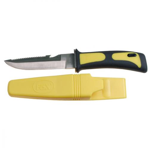 Potapěčský nůž s nožním pouzdrem - žlutý