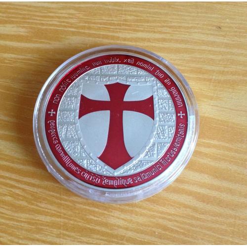 Pamětní mince Templářských rytířů - stříbrná-červená