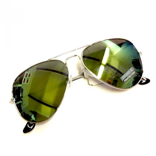 Slnečné okuliare Aviator - zelené zrkadlové