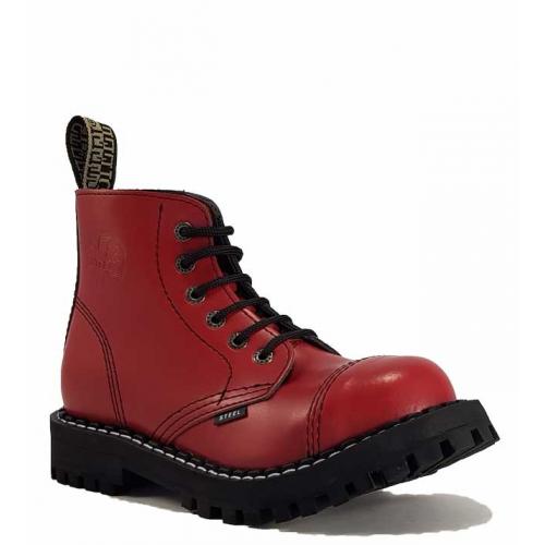 Topánky Steel 6-dierkové - červené