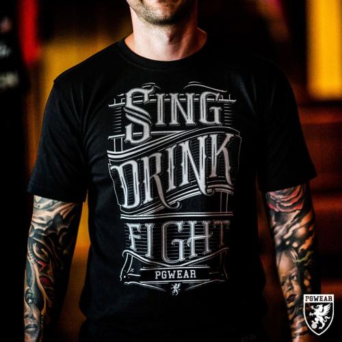 Triko PGwear Sing Drink Fight - čierne