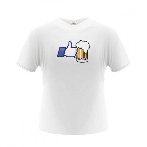 Tričko Facebook Like Beer - bílé