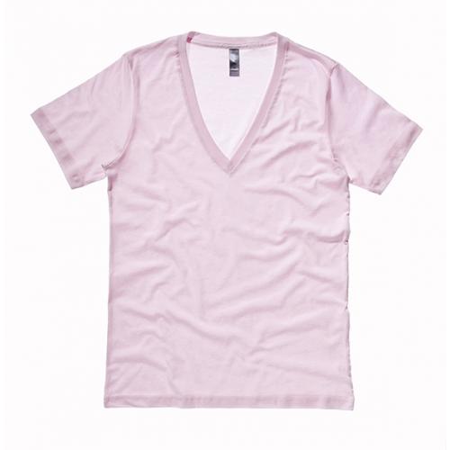 Tričko Bella+Canvas V-neck - růžové