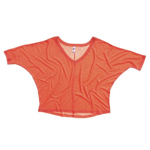 Tričko Bella Flowy V-Neck Crop - oranžové