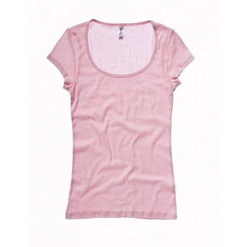Tričko Bella Sheer Mini Rib - růžové