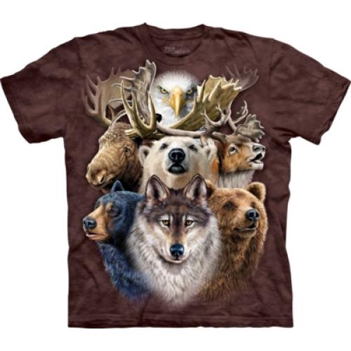 Tričko unisex The Mountain Northern Wildlife Collage - hnědé