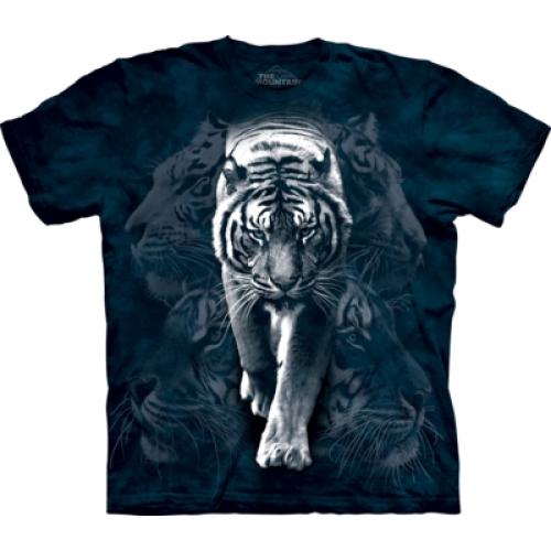 Tričko unisex The Mountain White Tiger Stalk - modré