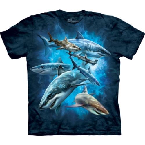 Tričko unisex The Mountain Shark Collage - modré