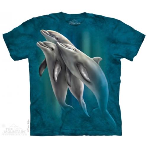 Tričko unisex The Mountain Three Dolphins - modré