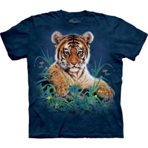 Tričko dětské The Mountain Tiger Cub in Grass - modré