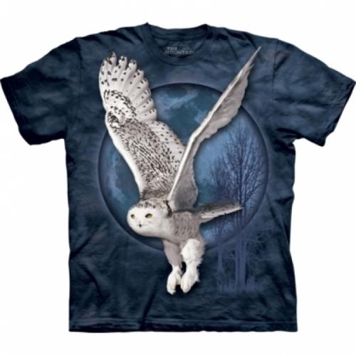 Tričko unisex The Mountain Snow Owl Moon - modré